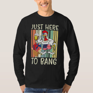 Camiseta Apenas Aqui Para Bater Bandeira Dos EUA Frango Fog