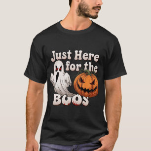 Camiseta Apenas aqui para o Dia de as Bruxas engraçado BOOS