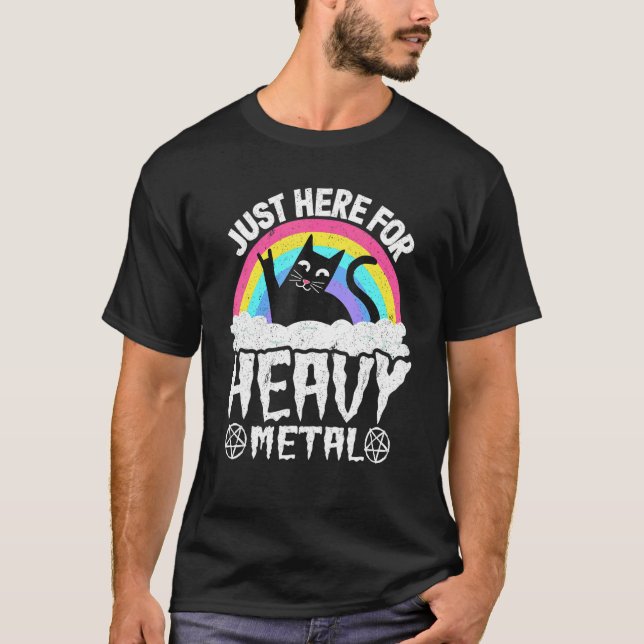 Camiseta Apenas Aqui Para Um Gato Pesado De Gótico De Satã  (Frente)
