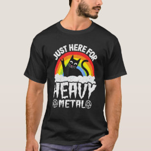 Camiseta Apenas Aqui Pelo Heavy Metal Satan Goth Cat Heavy