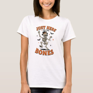 Camiseta Apenas Aqui pelos Ossos Esqueleto Dançante Diverti