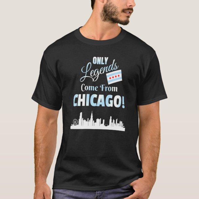 Camiseta Apenas As Legendas Vêm Do Skyline De Chicago E (Frente)