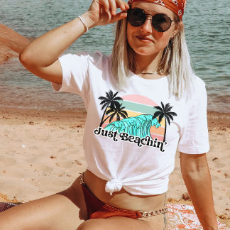 Camiseta Apenas Beachin, Férias De Verão Bastante Retro Bea
