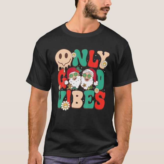 Camiseta Apenas boas víbias Feliz Natal Papai Noel Groovy (Frente)