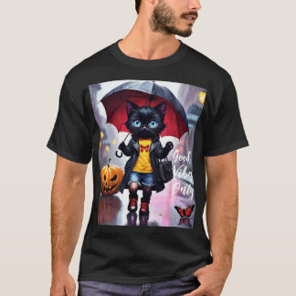 Camiseta Apenas boas vibrações: Gato na Chuva Gráfica T-Shi