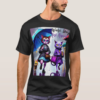 Camiseta Apenas boas vibrações: Gato na Chuva Gráfica T-Shi