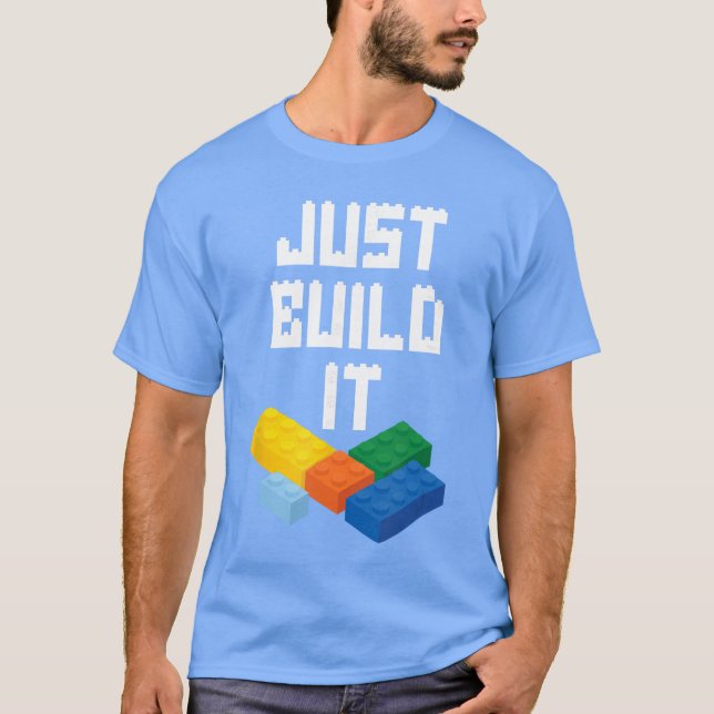 Camiseta Apenas Construa-o Mestre Construtor Bloco de Const (Frente)