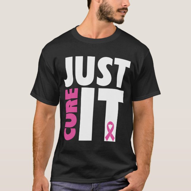 Camiseta Apenas Curta A Fita Rosa De Consciência Do Cancer  (Frente)