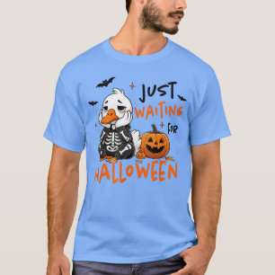 Camiseta Apenas Esperando Halloween Pato Esqueleto