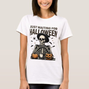 Camiseta Apenas Esperando o café do Bebendo de esqueleto do