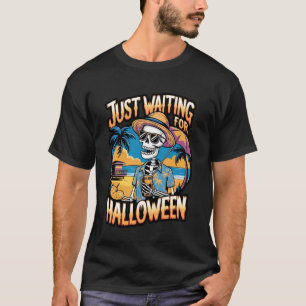 Camiseta Apenas Esperando pela Arte de Esqueleto de Hallowe