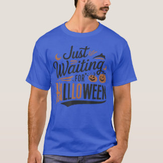 Camiseta Apenas Esperando Pelo Halloween Esqueleto Engraçad