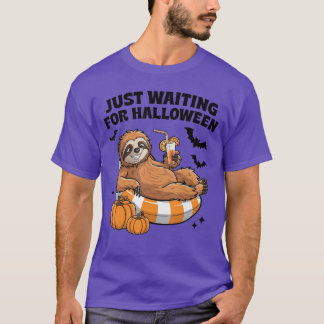 Camiseta Apenas Esperando Pelo Halloween Fofa Preguiça Preg