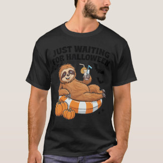Camiseta Apenas Esperando Pelo Halloween Fofa Preguiça Preg