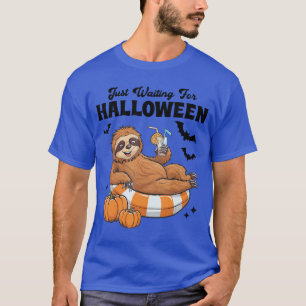 Camiseta Apenas Esperando Pelo Halloween Fofa Preguiça Preg