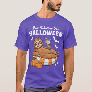 Camiseta Apenas Esperando Pelo Halloween Preguiça Preguiços