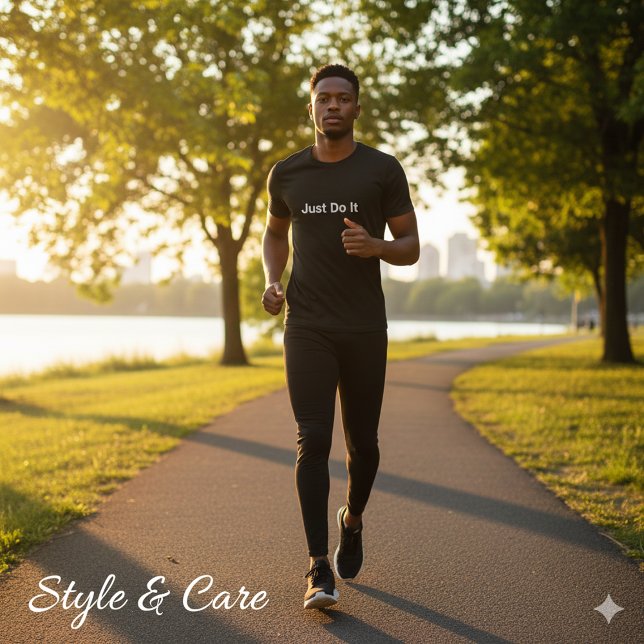 Camiseta Apenas faça uma instrução de texto personalizável  (Just Do It Text Statement Customizable Dark T-Shirt)