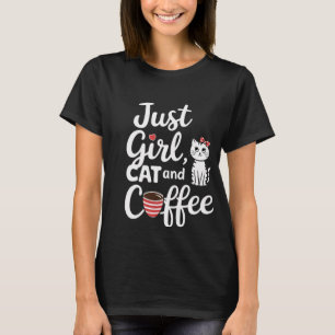 Camiseta Apenas Gato De Menina E Café