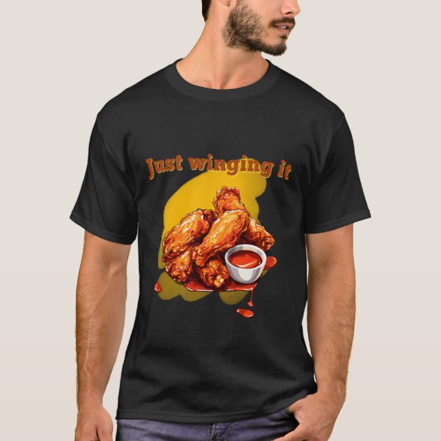 Camiseta Apenas Improvisando Ilustração de Asas de Frango D (Frente)