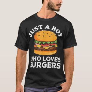 Camiseta Apenas Menino Adora Burger Comida Gráfico Kawaii A