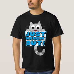 Camiseta APENAS PASSANDO O TEMPO! Gato de desenho animado f