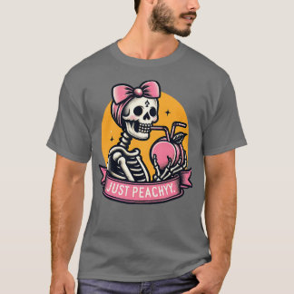 Camiseta Apenas Peachy Funny Skeleton Mulheres Fruta de Ver