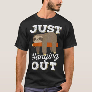 Camiseta Apenas Pendurado Fora de Casa Divertido Bicho Preg