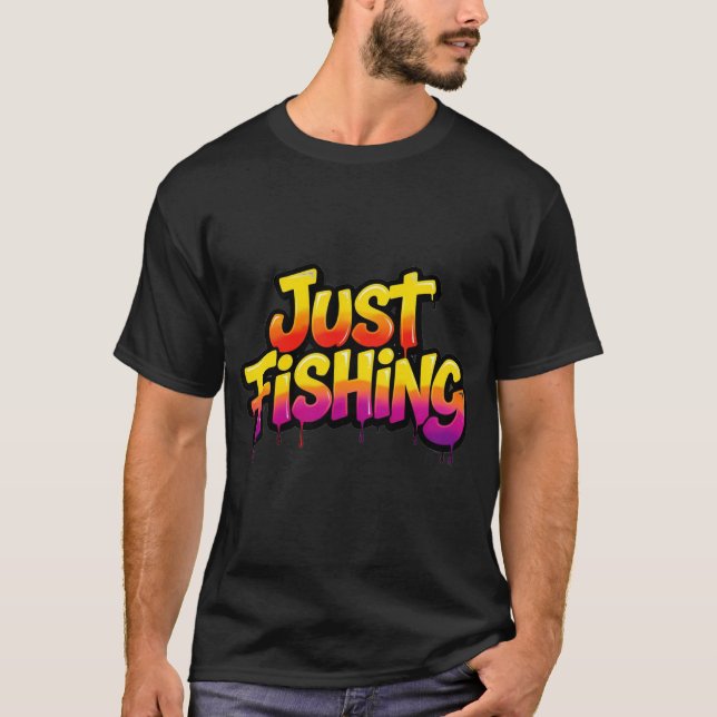 Camiseta Apenas Pescando Arco-íris Gotejante Presente Engra (Frente)