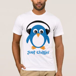 Camiseta Apenas pinguim de Chillin com fones de ouvido