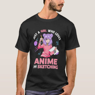Camiseta Apenas Quem Ama Anime E Desenho De Esboço