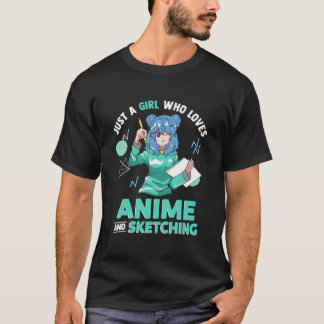 Camiseta Apenas Quem Ama Anime E Desenho De Esboço