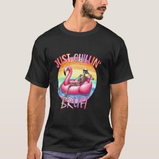 Camiseta Apenas Relaxando, Cara, Flamingo Esqueleto Diverti