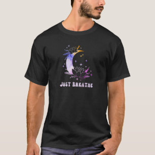 Camiseta Apenas Respire Yoga Nova Era Meditação Lua e Lótus