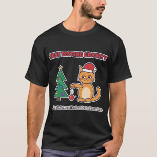 Camiseta Apenas Testando a Gravidade Design de Natal de Gat