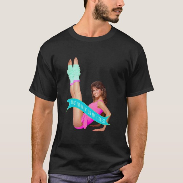 Camiseta Apenas trabalhando na minha malhação Jane Fonda (Frente)