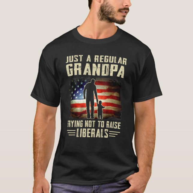 Camiseta Apenas Um Avô Regular Tentando Não Levantar Libera (Frente)