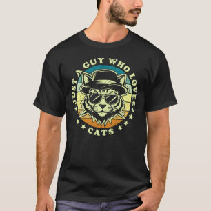 Camiseta Apenas um Cara que Ama Gatos Pôr do Sol Retrô