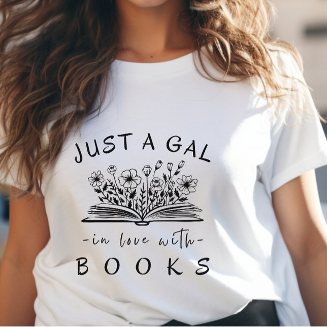 Camiseta Apenas um Gal Apaixonado por Livros Flores Selvage (Criador carregado)