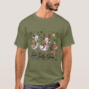 Camiseta Apenas um ganso alegre remendado Natal Pato Engraç