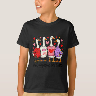 Camiseta Apenas Um Ganso Apaixonado Laço Valentão Fofo Coqu