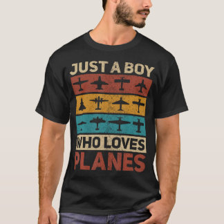 Camiseta Apenas um garoto que ama aviões Piloto Avião Aviaç