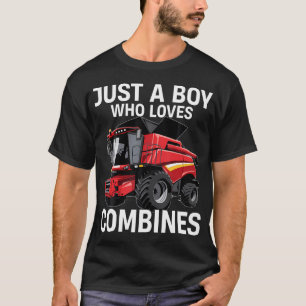 Camiseta Apenas um garoto que ama colheitadeiras combinadas