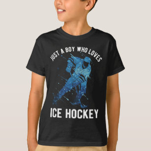Camiseta Apenas um garoto que ama hóquei no gelo