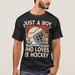 Camiseta Apenas um garoto que ama o hóquei no gelo Retro Hó