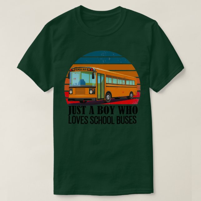 Camiseta Apenas um garoto que ama ônibus retraem o sunset C (Frente do Design)