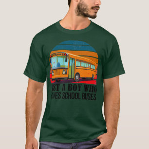 Camiseta Apenas um garoto que ama ônibus retraem o sunset C