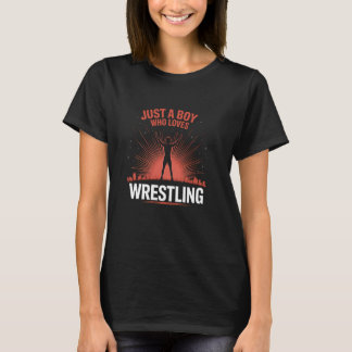 Camiseta Apenas um garoto que ama wrestling masculino garot