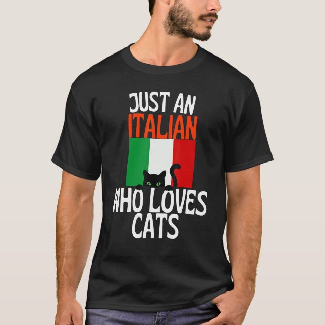 Camiseta Apenas Um Italiano Que Ama Gatos Para Toda A Itáli (Frente)