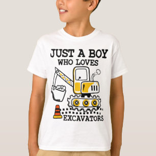 Camiseta Apenas Um Menino Que Adora A Construção De Escavad