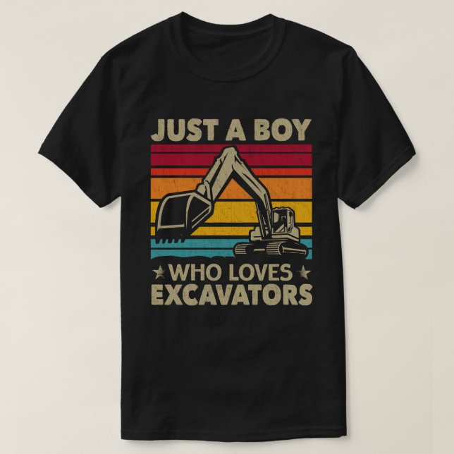 Camiseta Apenas Um Menino Que Adora A Construção De Escavad (Frente do Design)